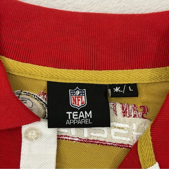 San Francisco 49ers Football Rugby Style Klew NFL Red Gold Polo Shirt Mens sizes - Picture 13 of 16